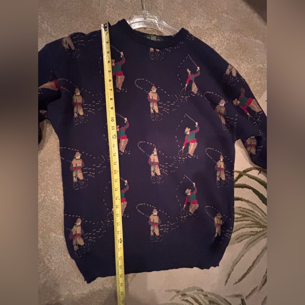 Orvis XL Navy Golf Sweater Men’s Made USA Vintage Fishing Knit - Picture 6 of 9